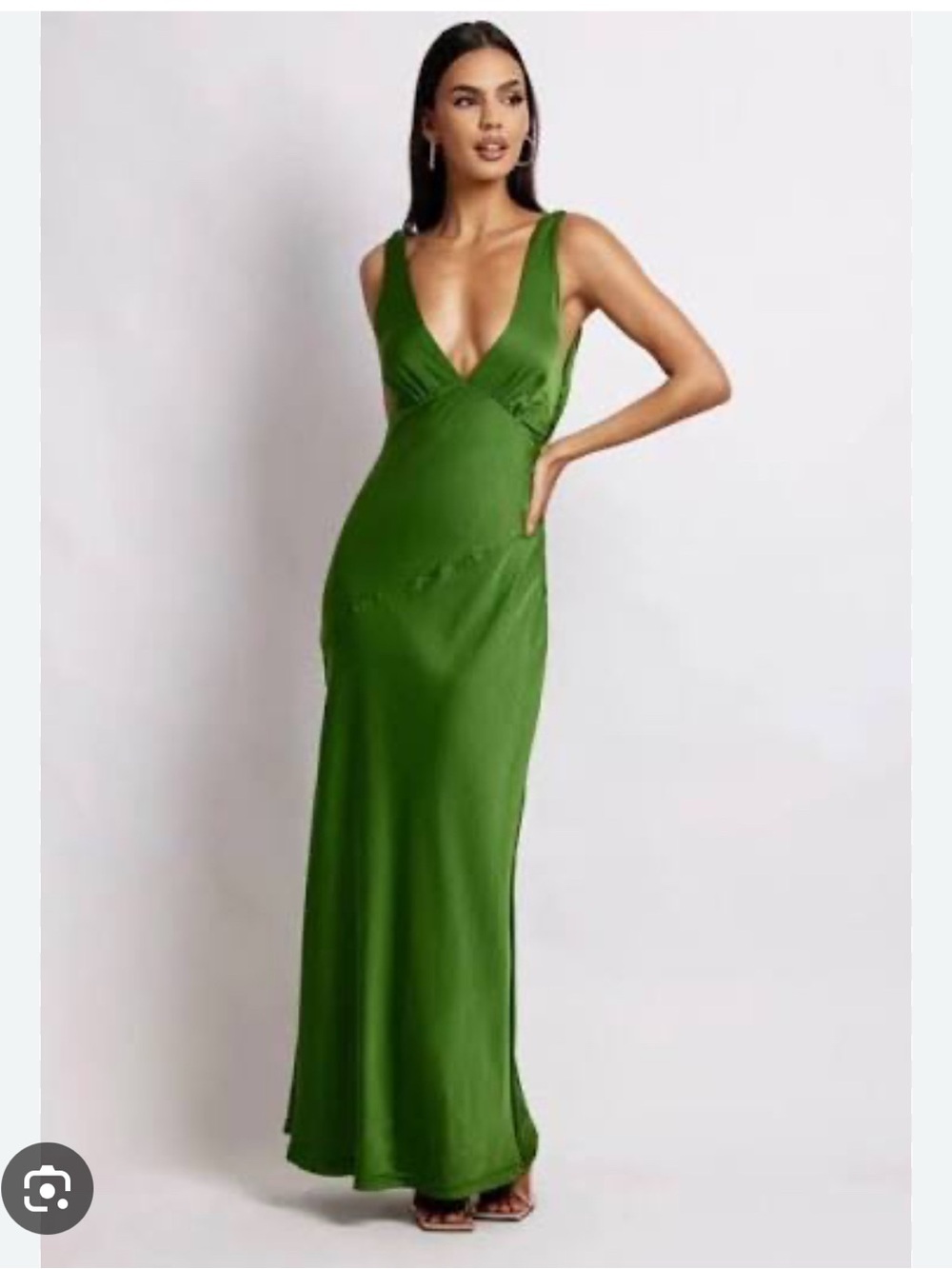 Meshki Nadia Green Deep V-Neck Maxi Dress